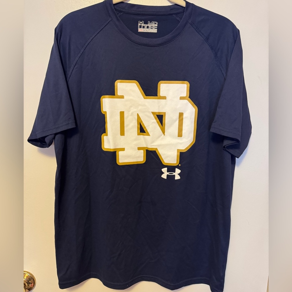 Under Armour Notre Dame Navy and Gold Men's Tee